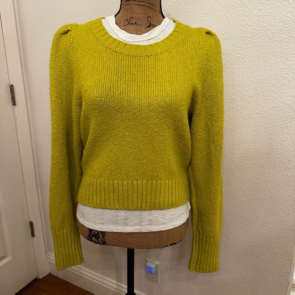 Anthropologie Chartreuse Crew Neck Sweater– Large